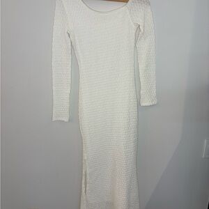 Commense White Textured Maxi Dress